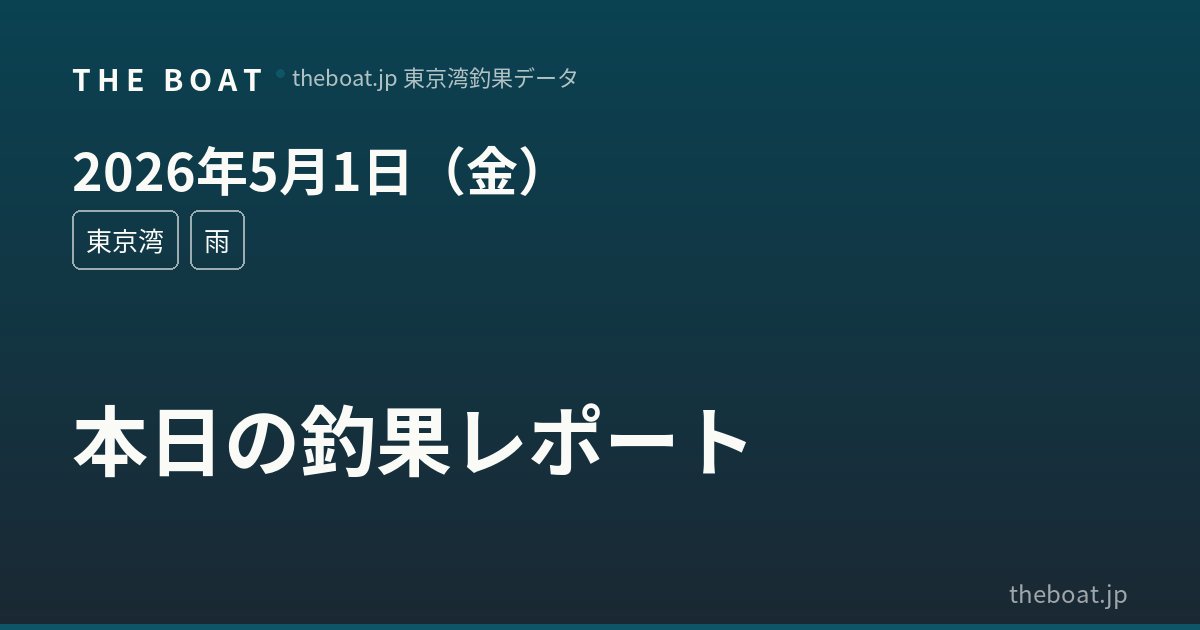 5月1日（金）東京湾釣果｜アジ竿頭82本で爆釣・マゴチ竿頭3本はまずまず、GW後半の狙い目は6日